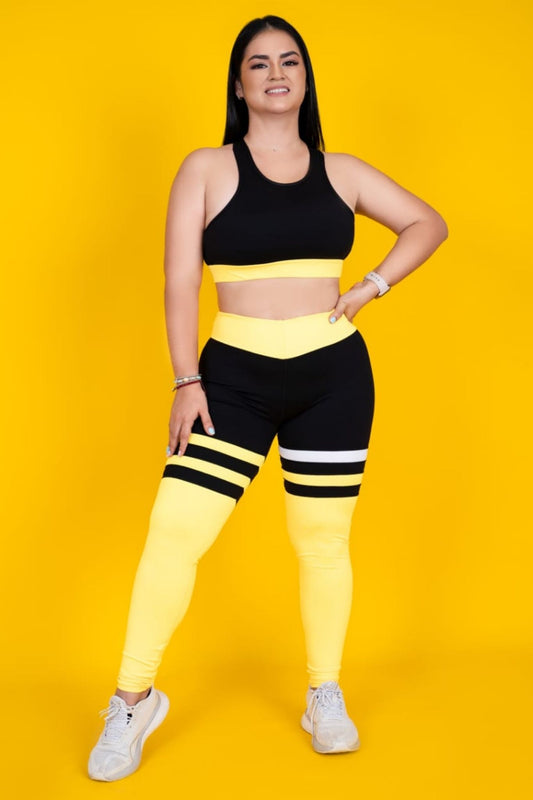 Black & Yellow Contrast Sports Set